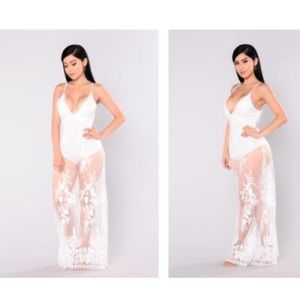 NWT all white sheer maxi dress fashion nova